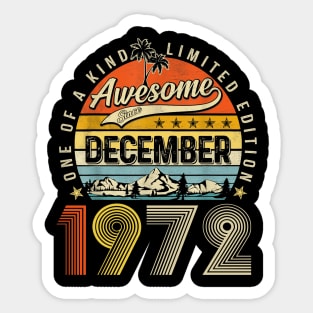 Awesome Since December 1972 Vintage 51st Birthday Sticker